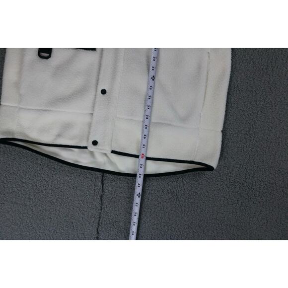 New Rains Coats Mens XL White Heavy Long Fleece Jacket Fossil Button Pockets - Picture 9 of 14